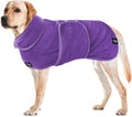 Tuff Pupper Fast Drying Dog Bath Robe | 800 GSM Plush Dog Towel Bathrobe/Dressing Gown | Super Absorbent Pet/Puppy Bathrobe | Adjustable Hood & Belly Strap | Super Soft | Fast Drying (XL, Purple)