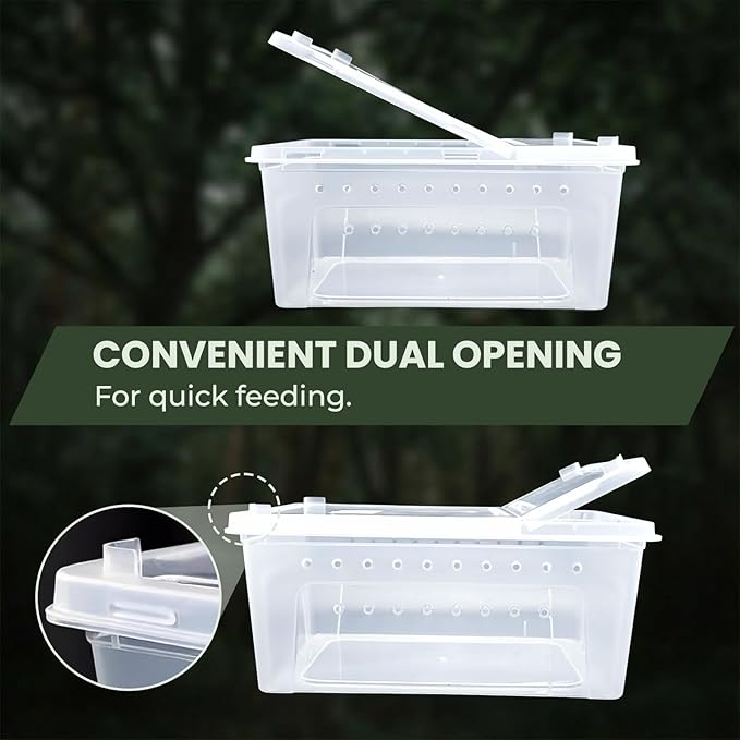 10 Pcs Reptile Enclosure Breeding Box Cage Kit, Portable Plastic Snake Transparent Animal Indoor Habitat Cage Turtle Box Critter Keeper Digital Thermometer Hygrometer, Feeder Dish & More | by Cotkkstt