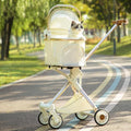 Pet Stroller for Small Medium Dogs Cats, Lightweight Foldable Ventilated Dog Cat Cart, Detachble Portable Pet Bag, Storage Basket, Car Seat 3 in 1 Multifunctional, Max Load 33 lbs (White)