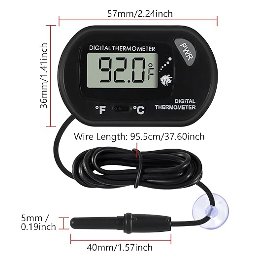 10Pcs Aquarium Fish Tank Reptile Terrarium Water Temperature Test Digital Thermometer with LCD Display Fahrenheit/Celsius (/)