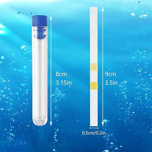 100Pcs Aquarium Test Strips 7 in 1 Fish Tank Test Kit Freshwater Saltwater Aquarium Water pH Test Strips Kit for Total Hardness Nitrate Nitrite Free Chlorine Carbonate pH Value Total Alkali