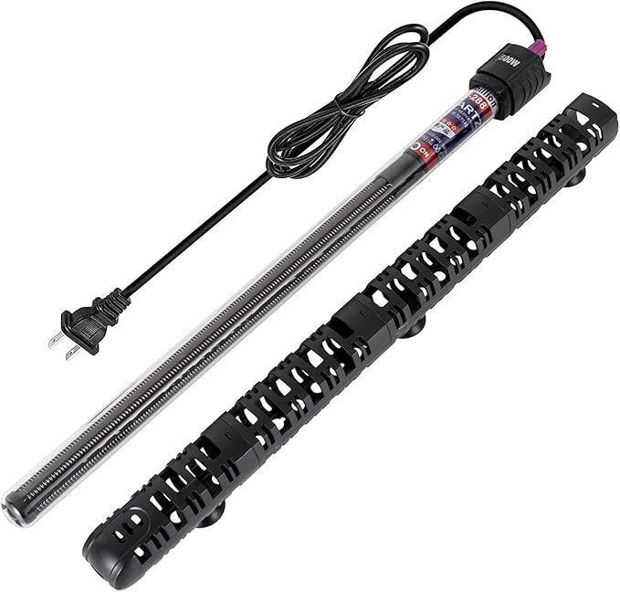 100W/300W/500W Aquarium Heater 500 Watt Fish Tank Heater Submersible Auto Thermostat Turtle Tank Heater 40-90 Gallon with Protective Sleeve and 3 Suckers