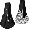 CUBY Dog and Cat Sling Carrier - Hands Free Reversible Pet Papoose Bag - Soft Pouch and Tote Design - Suitable for Puppy, Small Dogs Cats Outdoor (Black Senior, Unadjustable Strap)