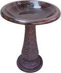 Tierra Garden Birdbath for Outdoors - 24"x19" Brown Fiber Clay Bird Bath Bowl and Stand, Easy Assembly UV-Resistant Bird Baths for Outside, Outdoor Decor Pedestal Birdbaths, Garden Decor for Outside