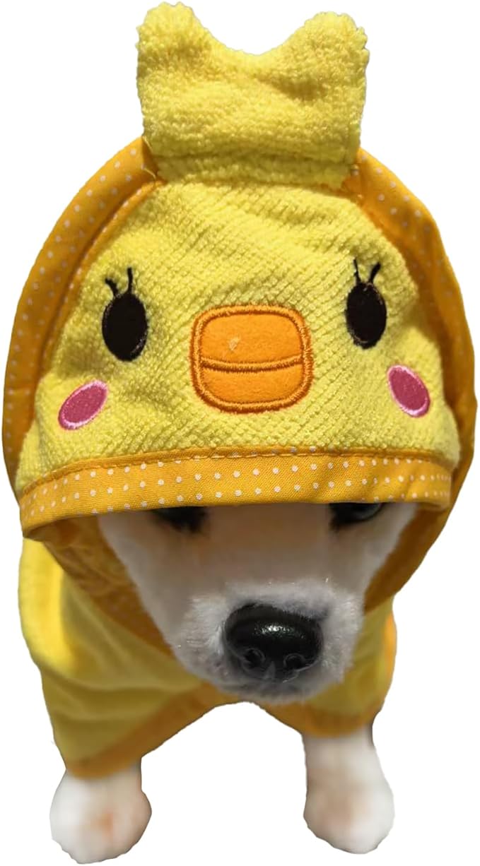 Dog Hooded Bathrobe Towel, Fast Drying Bath Towel Absorbent Warm Blanket Yellow L