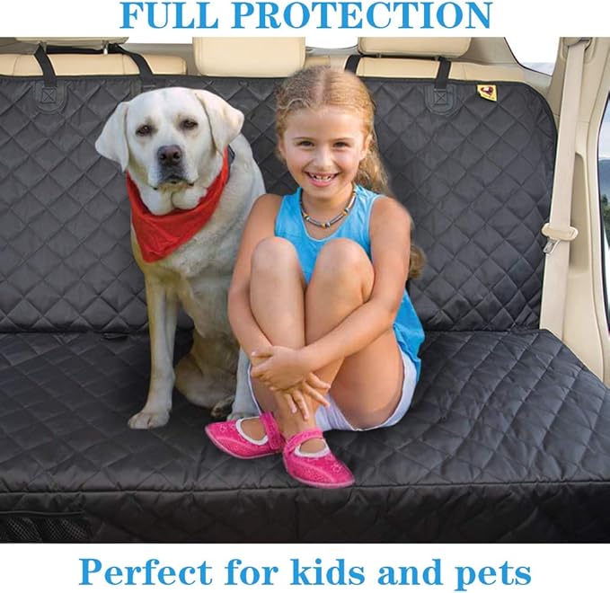 Deluxe More Durable Waterproof Backseat Protector, High Heat Resistant and Nonslip Back Seat Cover for Dogs Kids, Universal Size Fits Cars, Trucks, SUVs