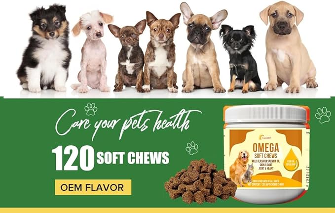 10-in-1 Multivitamin for Dogs – Glucosamine, Chondroitin, Probiotics & Omega 3 Fish Oil – Dog Supplement for Joints, Skin, Coat, Heart & Immune Support – Peanut Butter Flavor – 120 Soft Chews