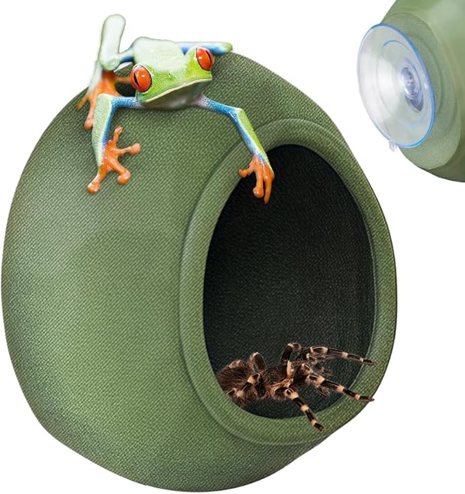 1 Pack Jumping Spider Nest Spider Hide Tree Frog Habitat Accessories Hermit Crab Climbing Hideout (Green)
