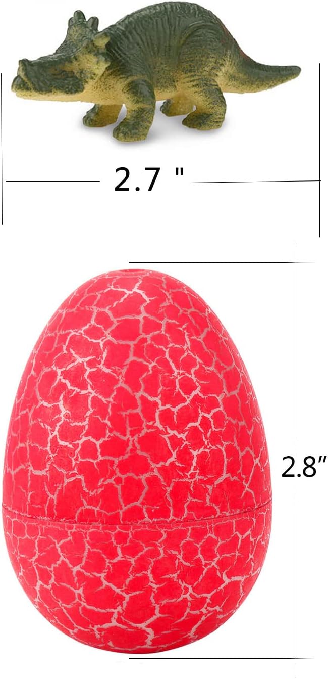 12 Dinosaur Eggs Toys, Surprise Pack with 12 Unique Dinosaur Figures,Goodie Bag Stuffers,Pinata fillers, Easter Eggs dongcoh,Carnival Prizes Treasure Box Christmas Stocking Stuffers Treasure Box