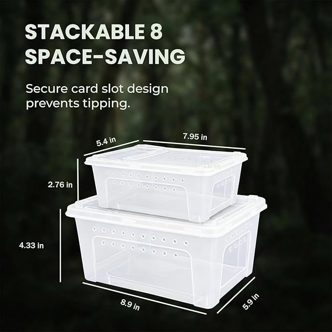 10 Pcs Reptile Enclosure Breeding Box Cage Kit, Portable Plastic Snake Transparent Animal Indoor Habitat Cage Turtle Box Critter Keeper Digital Thermometer Hygrometer, Feeder Dish & More | by Cotkkstt