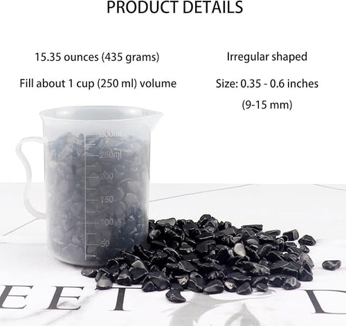 0.96LB Decorative Stones Fish Tank Gravel Succulent Rocks Natural Pebbles Vase Filler Aquarium Decor Crushed Quartz Polished Irregular Shaped Bulk - Black Obsidian