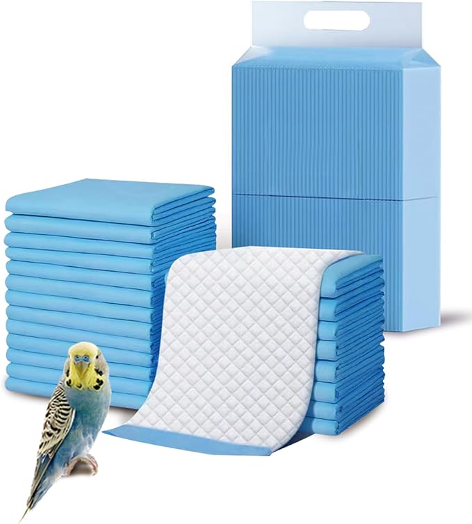 100 Pcs Disposable Bird Cage Liner 12.9" X 17.7" Birds Cage Liners Super Absorbent Birdcage Liners Parakeet Cage Training Accessories with Quick-Dry Surface for Cockatiels Canaries Parrots