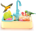Parrot Bird Bathtub Shower Box Bathing Tub Container Cage, Automatic Pet Bird Bath Pool with Faucet, Ferret Bathtub Swimming Pool Toy Bath Shower Water Dispenser for Small Medium Parakeet Cleaning