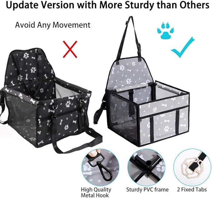 Dog Car Seats for Small and Medium Dogs,Portable Puppy/Pet Car Booster Seat with Clip-On Leash and Mesh Window for Pet Up to 20 lbs