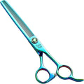 Fenice Peak 7'' Green Thinning Dog Grooming Scissors Pet Shears with Ergonomic Offest Handle and Simulated Emerald Screw 440C Grooming Scissors Trimming Shears Durable and Sharp