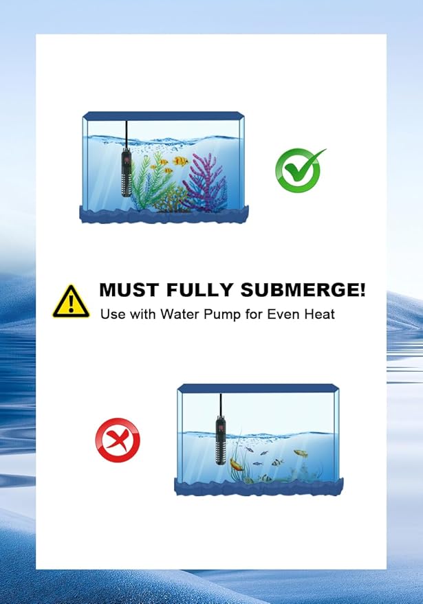 100W Aquarium Heater, Adjustable Thermostat Fish Tank Heater | Auto Shut-Off, Explosion-Proof for Fresh & Saltwater