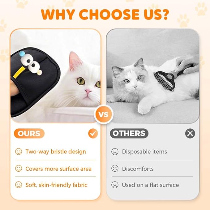 Pet Hair Removal Glove for Cats & Dogs, Upgraded Five-Finger Electrostatic Pet Hair Gloves,Laundry, Couch, Carpet (1)