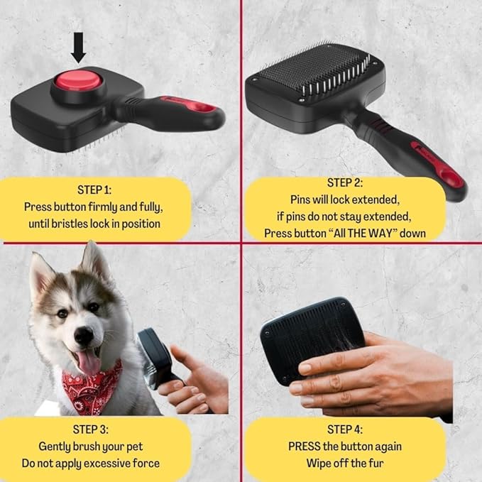 Slicker Brush and Undercoat Rake, Dog Brush for Shedding & Grooming, Remove Loose Dog Hair, Fur, Undercoat and Mats, Medium & Long Haired Dogs, Great for Husky, GSD, Shepherd, Double Coats
