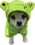 Dog Hooded Bathrobe Towel, Fast Drying Bath Towel Absorbent Warm Blanket Green S