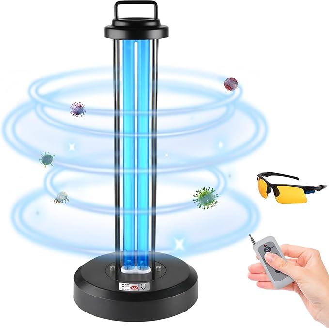 100W UV Sanitizer Light, Portable Ultraviolet Light with 3-Gear Timer, 110V, 99.99% UVC Ozone Free UV Lamp for Home, Office, Hotel, School