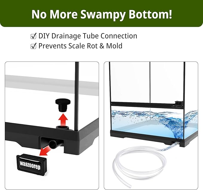 11 Gallon Tall Reptile Glass Tank 12"x12"x18" with Drainage Hole - Pre-Assembled Vertical Reptile Cage Enclosure for Arboreal Geckos,Chameleon,Lizard,Tree Frog and Snake