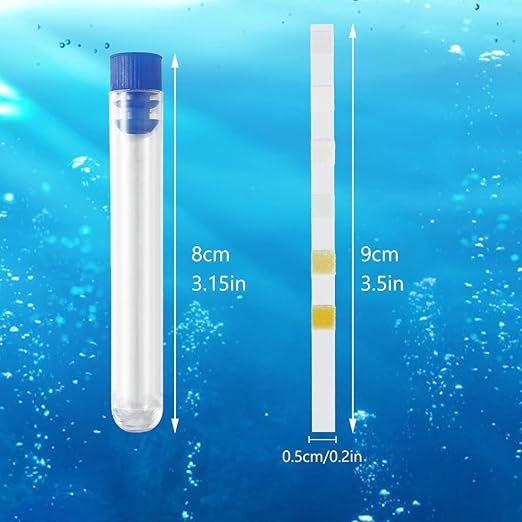 100Pcs Aquarium Test Strips 7 in 1 Fish Tank Test Kit Freshwater Saltwater Aquarium Water pH Test Strips Kit for Total Hardness Nitrate Nitrite Free Chlorine Carbonate pH Value Total Alkali