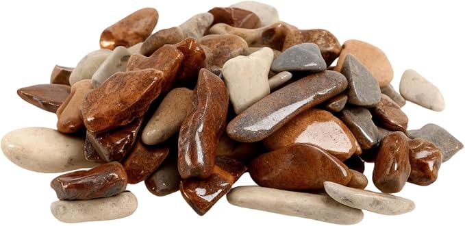 11 LBS Aquarium Gravel, 4-25mm Decorative River Rocks, Natural Polished Mixed Color Stones for Aquascaping, Outdoor Landscaping, Vase Fillers