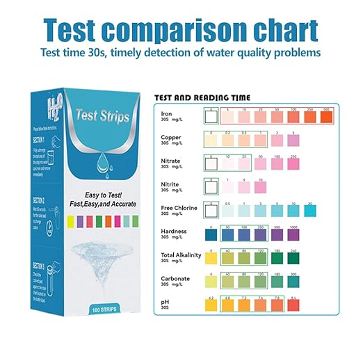 100Pcs Aquarium Test Strips Kit, 9 in 1 Quick & Accurate Fish Tank Pool Pond Water Testing Kit for Measuring Iron Copper Nitrate Nitrite Chlorine pH