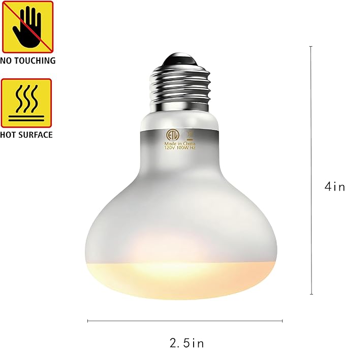 100W Reptile Heat Lamp Bulbs, 2-Pack Basking Spot Light for Bearded Dragon, Lizard, Turtle, Snake – Simulates Natural Sunlight for Amphibian Terrariums & Reptile Habitats