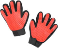 Pet Grooming Gloves – 1 Pair – Deshedding & Bath Massage Mitts for Dogs & Cats – Choose from 5 Colors – Adjustable, Reusable & Easy to Clean (Red)