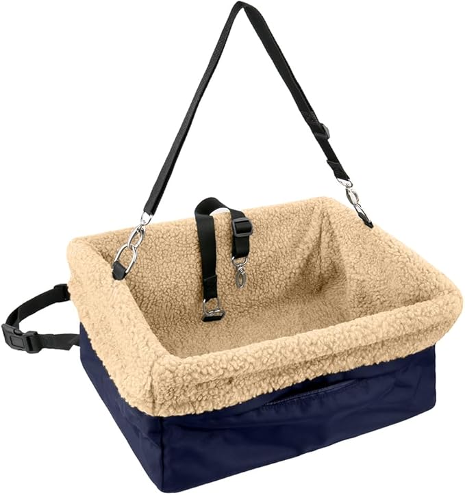 Deluxe Dog Car Seat Fits Pets up to 15lbs, Dog Booster Seat, Padded Cushioning, Adjustable Straps, Metal Frame Encasing, Installs in Seconds, Collapsible Canvas and Easy to Clean