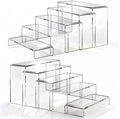 10 Pcs (2 Sets) Large Acrylic Risers 5 Sizes(7" L~9" L) Riser Display Shelf Cupcake Stand Display Cabinet Clear Rectangular Display Stands Set