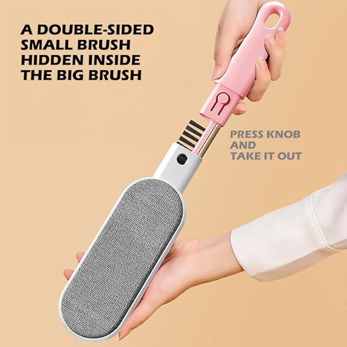 Travel Size Lint Brushes for Clothes, Cat Dog Hair Remover for Lundary, Lint Remover for Bed Sofa Coat, Best Hair Cleaning Brushes Better Than Lint Roller (Mini Pink)