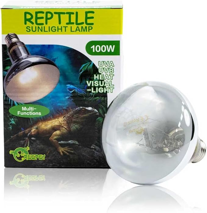 100W Heat UVA UVB Reptile Light, Full Spectrum Self-Ballasted Vapor Basking Sunlight Bulb for Reptile and Amphibian Use E26 1 Pack