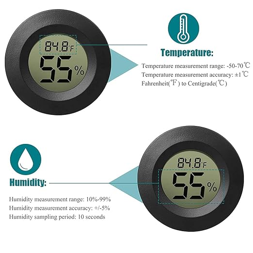 10-Pack Mini Thermometer Hygrometer, Small Digital Electronic Temperature Humidity Meters Gauge Indoor LCD Display for Humidors, Greenhouse, Garden, Cellar, Fridge, Mason Jar
