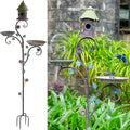 71" H Bird Baths for Outdoors, Bird Baths and Bird Houses with Pole, Metal Bird House Stake, Standing Bird Feeder and Bath Combo, Tall Birdbath with 4-Prong Stake for Outside Garden Decor