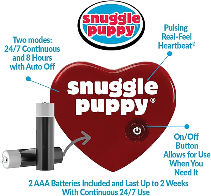 Original Snuggle Puppy Toys - Heartbeat Puppy for Dogs - Pet Anxiety Relief and Calming Aid - Comfort Dog Toys for Behavioral Training - Plus 6 Heat Packs