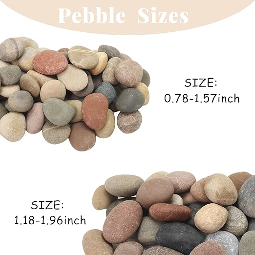 10LB Mixed Stones Pebbles River Rocks, Natural Beach Pebbles, 0.8-1.5" Decorative Rocks- Ideal for Garden Landscaping, Home Decor, Aquariums, Painting, Crafting and Gifts, Mixed Colors