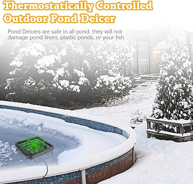 1000Watts Pond De-icer,Winter Survival Solution for Outdoor Pond Fish,Thermostatic controll Heater with Floating and Diving Modes,Keep Ponds from Freezing Over in Winter