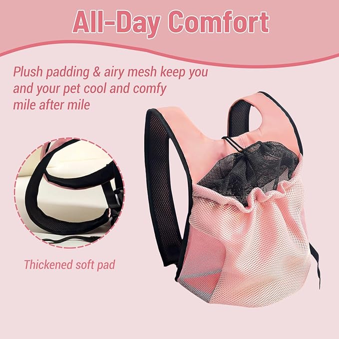 Cat Backpack Front Carrier for Small Dogs - Lightweight Pet Backpack Carrier for Travel, Hiking, Cycling & Outdoor (Pink, Medium)