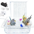 kathson Automatic Parrot Bathtub with Pump,Large Bird Bath Shower with Water Pressure Controller and USB Electric Water Cycle,Parakeet Bath Tub for Cockatiel,Cockatoo,Lovebird,Conure,Budgie