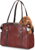 Dog Carrier Purse, Fashion Leather Pet Carrier with Pockets, Airline Approved Soft Sided Dog Carrying Bag for Puppy Cat Dog Coffee
