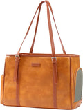 Fashion Dog Purse Pet Carrier Leather Bag for Small Dogs Cats Puppy, Portable Tote Bag Airline Approved Soft-Sided Carriers (Brown)