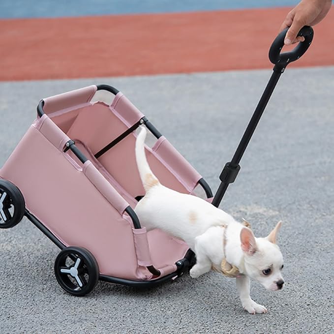 Dog Stroller 4 Wheels Folding Dog Cart Pet Stroller for Travelling Shopping Walking Playing for Small Dogs Cats, Up to 13.2lbs