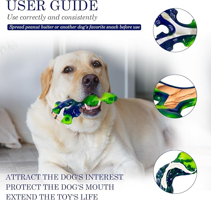 6-Pack Indestructible Dog Toys for Large Breed: Dog Toys for Aggressive Chewers, Durable Nylon Bone for Large Dogs, Dog, Peanut Butter Flavor