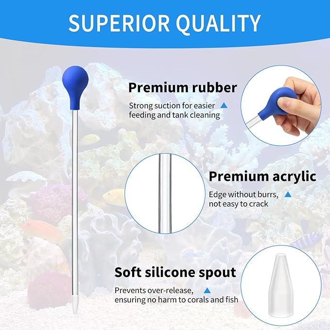 1 Pc 18.5 in Long Pipette with 2 Pc Stainless Steel Feeding Long Tweezers for Fish Tank Coral Food Feeder Long Syringe Aquarium Coral Feeding Tube for Marine Fish Reef Aquatic Plant