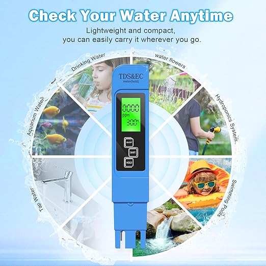 TDS Water Tester, New 4 in 1 Tds Meter Digital Water Tester -TDS EC & Temperature(°C,°F) Meter, Accurate & Reliable Digital Water Testing Kits for Drinking Water, RO/DI System,Aquarium etc