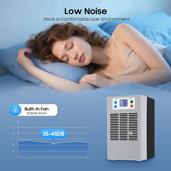 100W Aquarium Chiller Water Chiller for Home Fish Tank, 30L/7.93Gal Cooling Capacity 50-104°F Temp Control Chiller with LED Screen, 35-45dB Low Noise Aquarium Cooler for Axolotls, Coral Reef