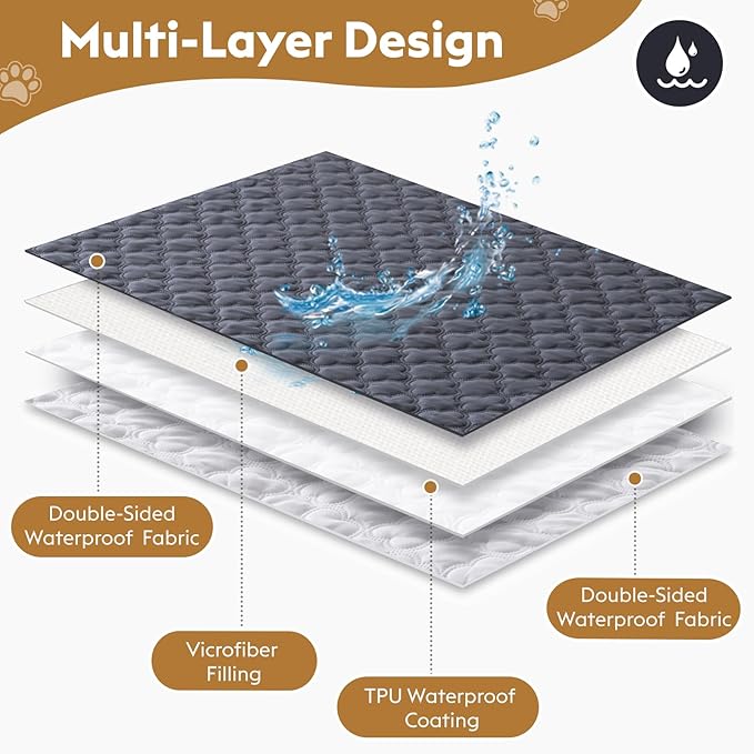 100% Double-Sided Waterproof Blanket, Couch Cover for Dogs Washable, Reversible Dog Bed Cover.(Dark＆Light Grey, 30 X 53 Inch - 1 Pack)