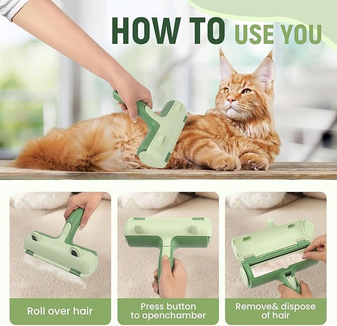 Roller Pet Hair Remover - Cat and Dog Hair Remover for Furniture, Couch, Carpet, Clothing and Bedding - Portable, Multi-Surface Fur Removal Tool，pet Hair Removal Glove，pet Hair Remover for Laundry.